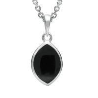 Silver And Whitby Jet Tear Shape Necklace