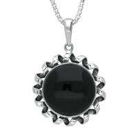 Silver And Whitby Jet Unique Round Heavy Rope Edge Necklace