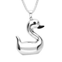 Silver And Whitby Jet Whitby\'s Luckiest Duck Large Necklace