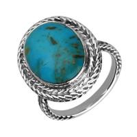 Silver And Turquoise Oval Foxtail Ring