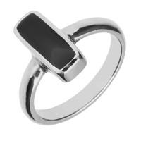 Silver And Whitby Jet Dinky Oblong Ring