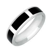 Silver And Whitby Jet Gap 6mm Wedding BAnd
