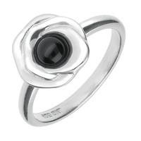 silver and whitby jet stone rose ring