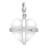 silver and bauxite large cross heart charm