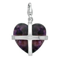 Silver And Blue John Large Cross Heart Charm