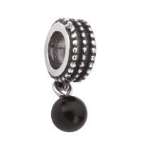 Silver and Whitby Jet Beaded Dropper Charm