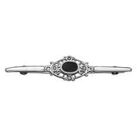 Silver and Whitby Jet Victorian Style Bar Brooch