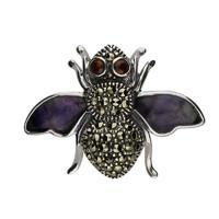 silver blue john garnet and marcasite bee brooch