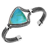 Silver And Turquoise Triangular Foxtail Bangle