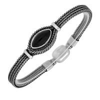 Silver and Whitby Jet Foxtail Marquise Bracelet