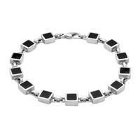 Silver and Whitby Jet Square Bracelet