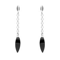 silver and whitby jet chain drop earrings