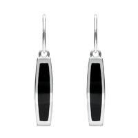 Silver And Whitby Jet Curved Oblong Hook Drop Earrings