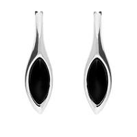 Silver And Whitby Jet Marquise Stud Earrings
