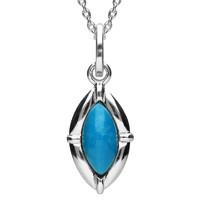 silver and turquoise marquise shaped necklace