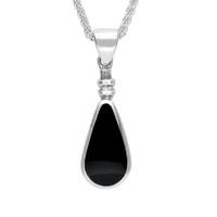 Silver And Whitby Jet Bottle Top Pear Necklace
