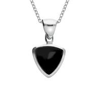Silver And Whitby Jet Curved Triangle Necklace