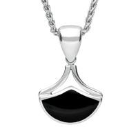 Silver And Whitby Jet Fan Shaped Necklace