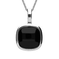 Silver And Whitby Jet Large Stone Cushion Necklace