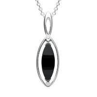 Silver And Whitby Jet Marquise Open Sided Necklace