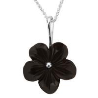 Silver And Whitby Jet Petal Necklace