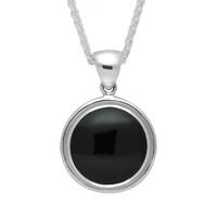 Silver And Whitby Jet Round Ribbed Necklace