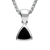 Silver And Whitby Jet Small Curved Triangle Necklace