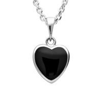 Silver And Whitby Jet Small Heart Necklace