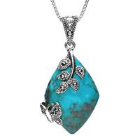 Silver Turquoise And Marcasite Butterfly Necklace