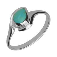 Silver Turquoise Offset Pear Ring