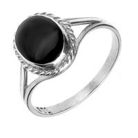 Silver And Whitby Jet Rope Edge Ring