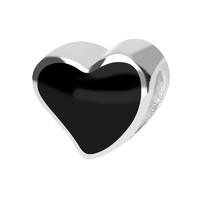 Silver And Whitby Jet Double Sided Heart Charm