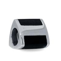 Silver and Whitby Jet Three Stone Triangle Cylinder Charm