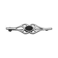 Silver And Whitby Jet Oval Pierced Spoon Brooch
