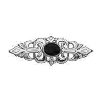 silver and whitby jet pierced bar brooch