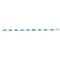 Silver Turquoise 9 Stone Marquise Bracelet