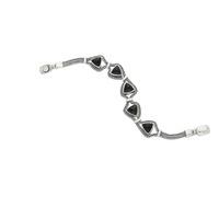 Silver and Whitby Jet Triangular Foxtail Bracelet