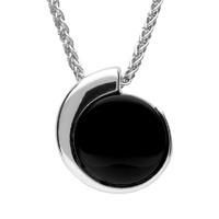 Silver And Whitby Jet Round Part Swirl Necklace