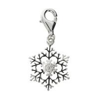 Silver White CZ Sparkly Snowflake Charm