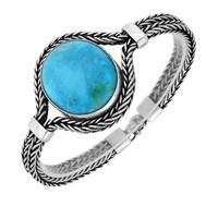 silver and turquoise oval foxtail bracelet