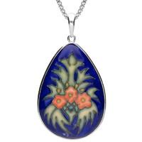 silver moorcroft cornflower pear pendant