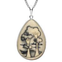 silver moorcroft landscape pear pendant