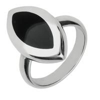 silver whitby jet framed marquise ring