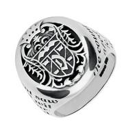 silver whitby jet dracula crest replica signet ring