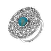 silver turquoise marcasite shield ring