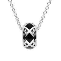 Silver Whitby Jet Curved Pendant Necklace
