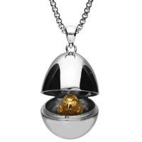 Silver Small Easter Egg With Yellow Gold Vermeil Chick Necklace