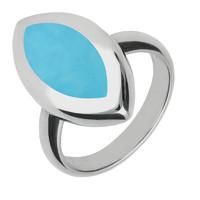 Silver Turquoise Framed Marquise Ring