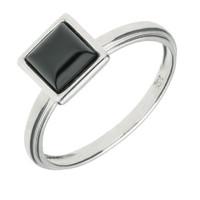 silver whitby jet square plain stacking ring