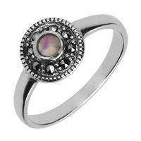 Silver Blue John Marcasite Round Ring